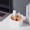 4-Compartment Bamboo And Wood Desktop Organizer - Removable Dividers for Makeup Brushes, Stationery, And Remote Controls