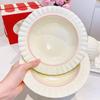 Cream Style Ceramic Square Plate, Straw Hat Plate, High-end Thickened and Heat-resistant Plate, High-value Vegetable Plate