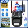 AIOOK 10MP Dual-Objektiv WiFi PTZ Sicherheitskamera Außen IP66 Wasserdicht Dual-Bildschirm Split-Ansicht Kabellose Kamera Auto-Tracking 6 Kostenlose KI Mensch Fahrzeug
