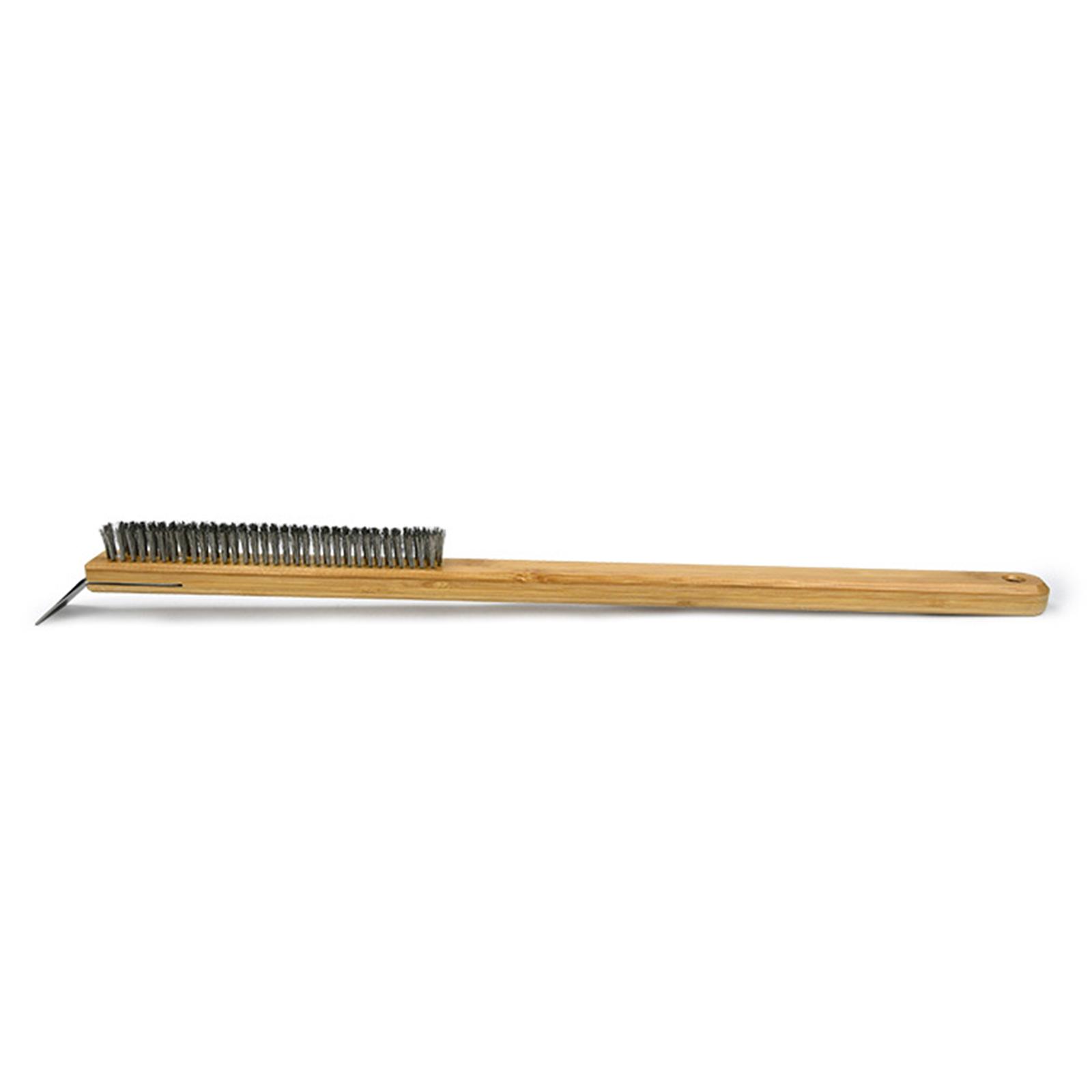 

Natural Wood Handle Pizza Brush with Flexible Bristles and Scraper for Efficient Cleaning of Kitchen and Outdoor Grills