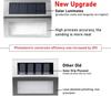 10PCS Solar Step Lights Solar Fence Lights Outdoor 3LED Stainless Steel Wall Lamps Deck Lights For Stair Fence Step Walkway Pati