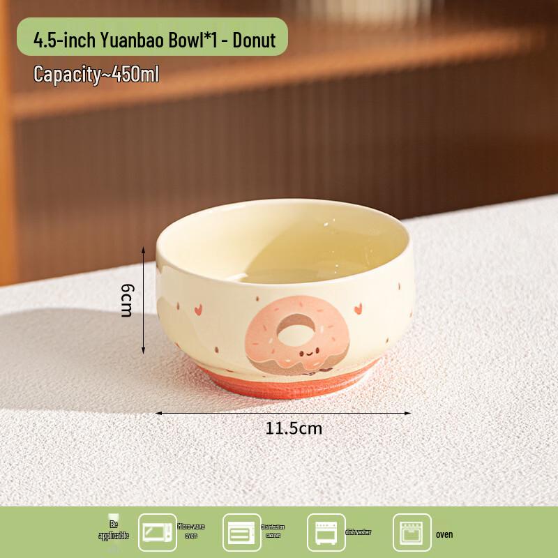 Cute Cartoon Underglaze Ceramic Rice Bowl