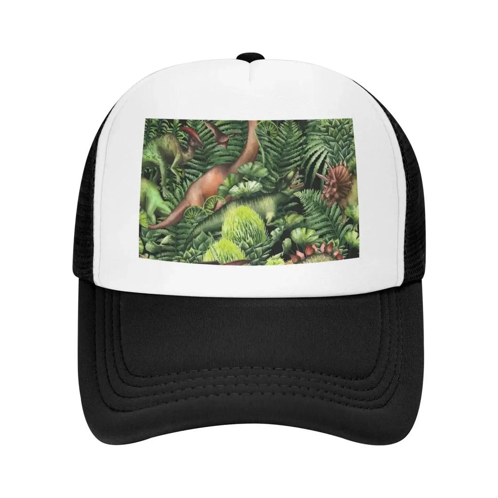 Realistic Watercolor Dinosaurs Black Mesh Baseball Cap Sun Visor Hat Women Unisex Sun Hats Sport Cap Trucker Hats