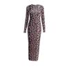 European & American Leopard Print Sexy Long Spring Dress - Versatile Round Neck Base Layer