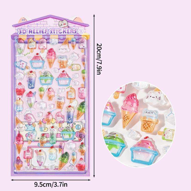Cute Cartoon Animals Drop 3D Relief Sticker Scrapbooking Diy Diary Phone Case Stationery Sticker Collect Stickers Book Kids Gift