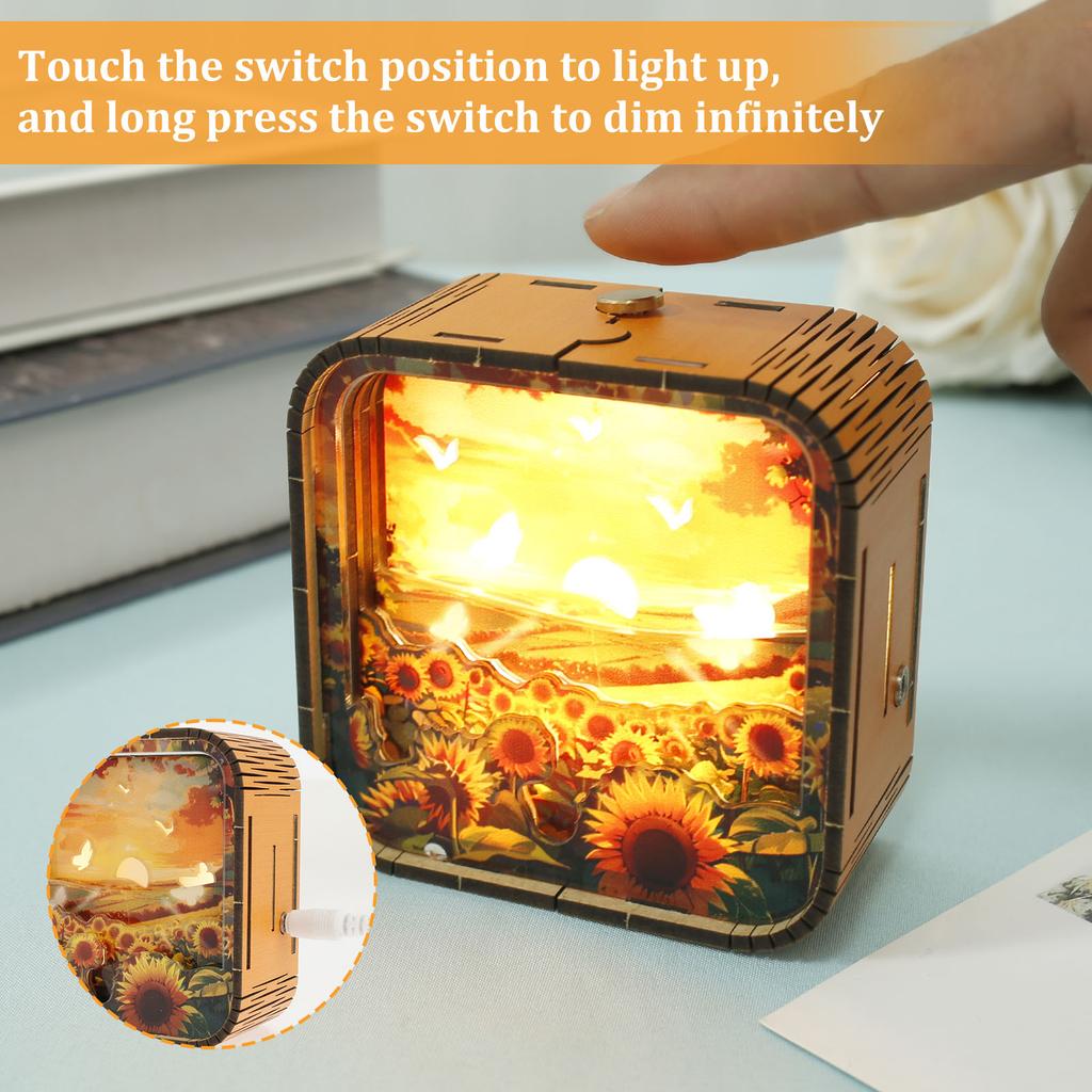 3D Puzzles Night Light Wood 3D Jigsaw Puzzle with Night Light Built In Battery Lightweight and Portable 3D Jigsaw Puzzle