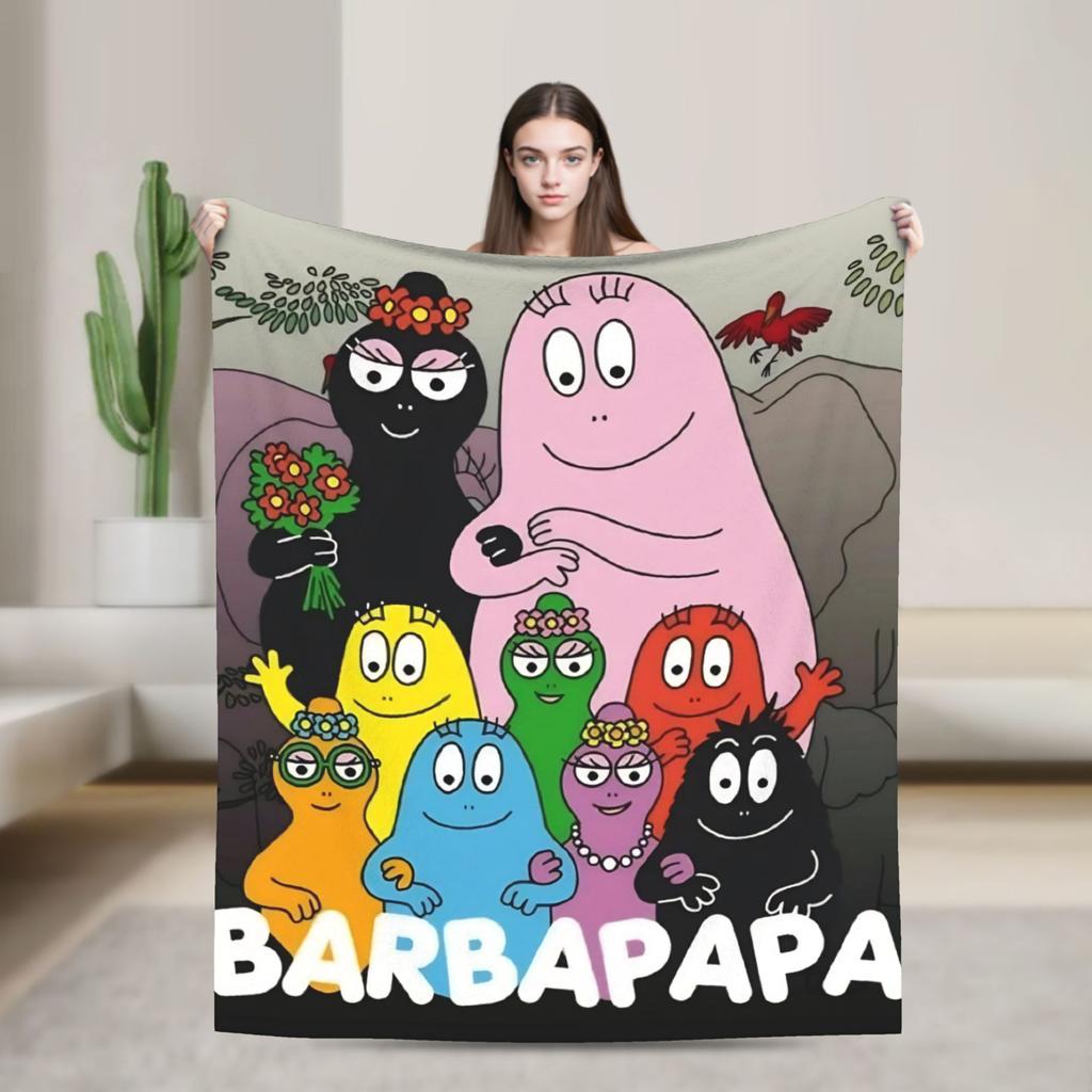 Barbapapa Barbamama Family  Flannel Blankets  Warm Throw Blanket for Bedroom Travel Pattern Bedspread Sofa Bed Cover