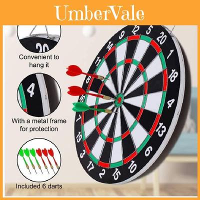 17 Inch Large Double-sided Dartboard Set Fiberboard Material Perfect For Family Fun