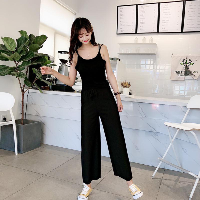 Paris High Waist Ice Silk Drape Pants - Summer Loose Straight Leg