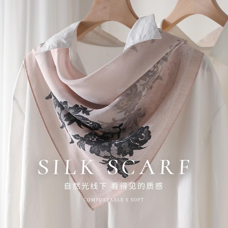100% Pure Silk Square Scarf With Paisley Print Lightweight Wrap Women