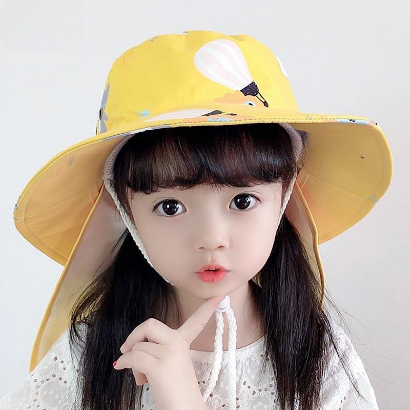 Sommer Kinder Sonnenhut mit breiter Krempe und Nackenschutz für Outdoor-Schutz