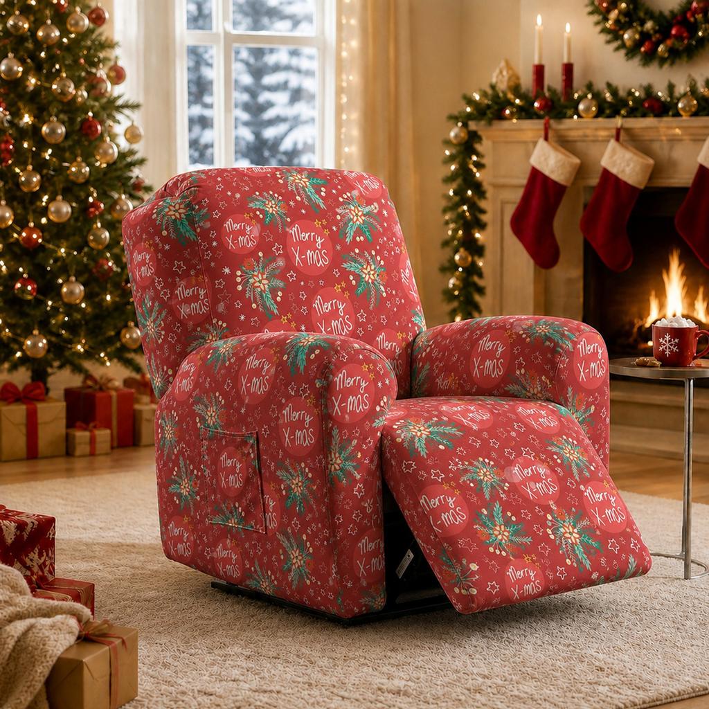 New Christmas Sofa Slipcovers Stretch Recliner Cover,Stretchable Elastic Armchair Slipcover, Suitable for Living Room Sofa Cover