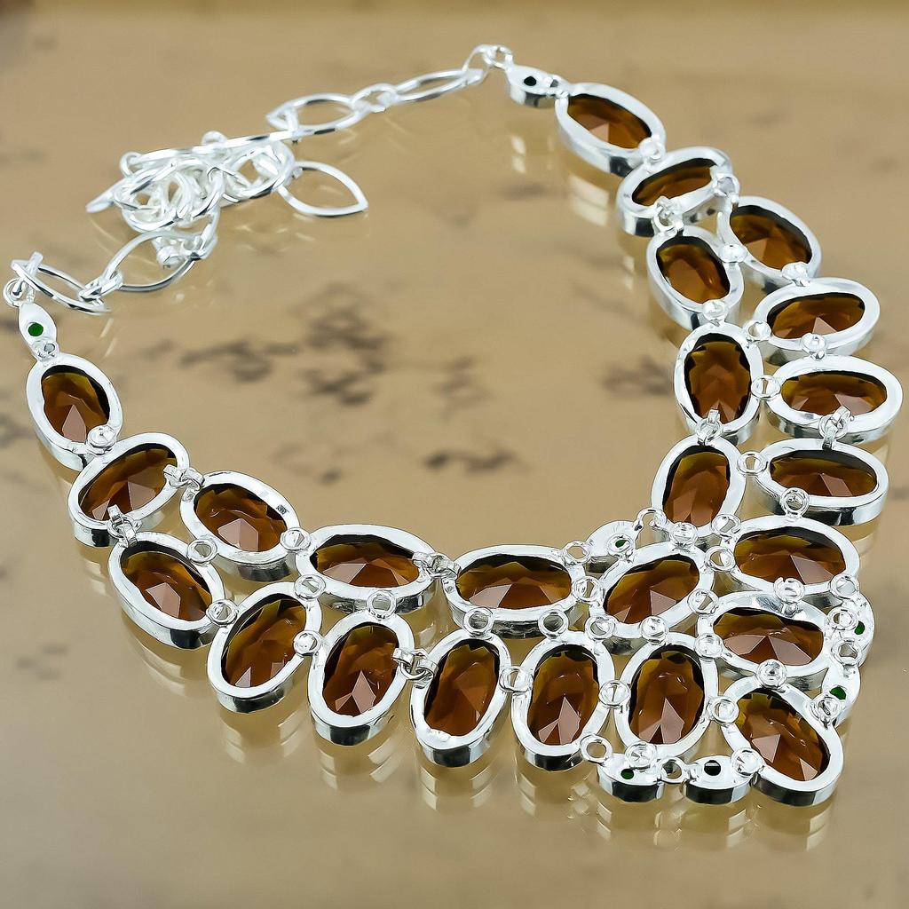 Gift For Women Chain Adjustable Necklace 925 Silver Natural Citrine Gemstone