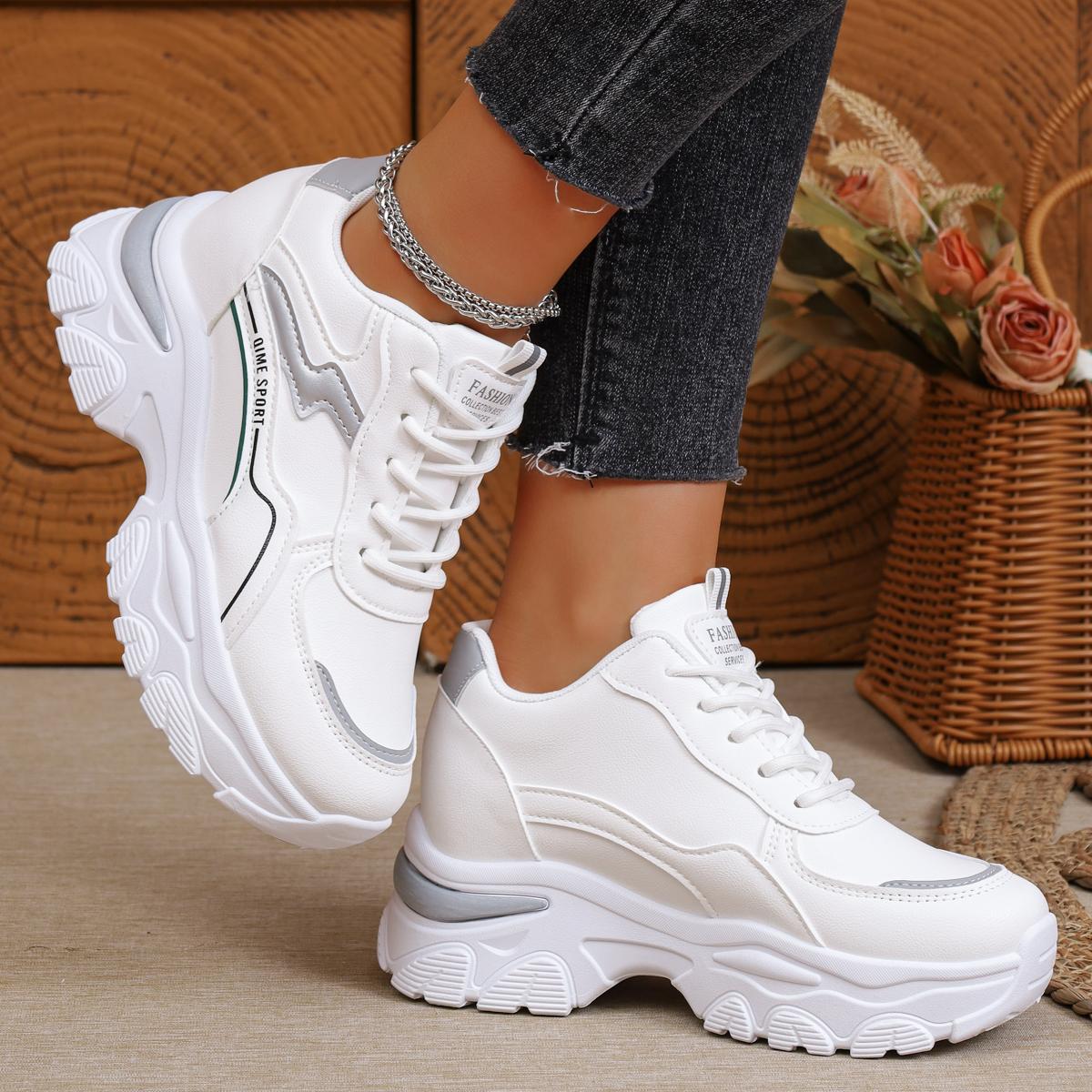 

Women Platform Sneakers Spring Autumn fashion Sports Shoes Women Casual Mesh Breathable Sneakers Height Increase Lace Up Shoes 35