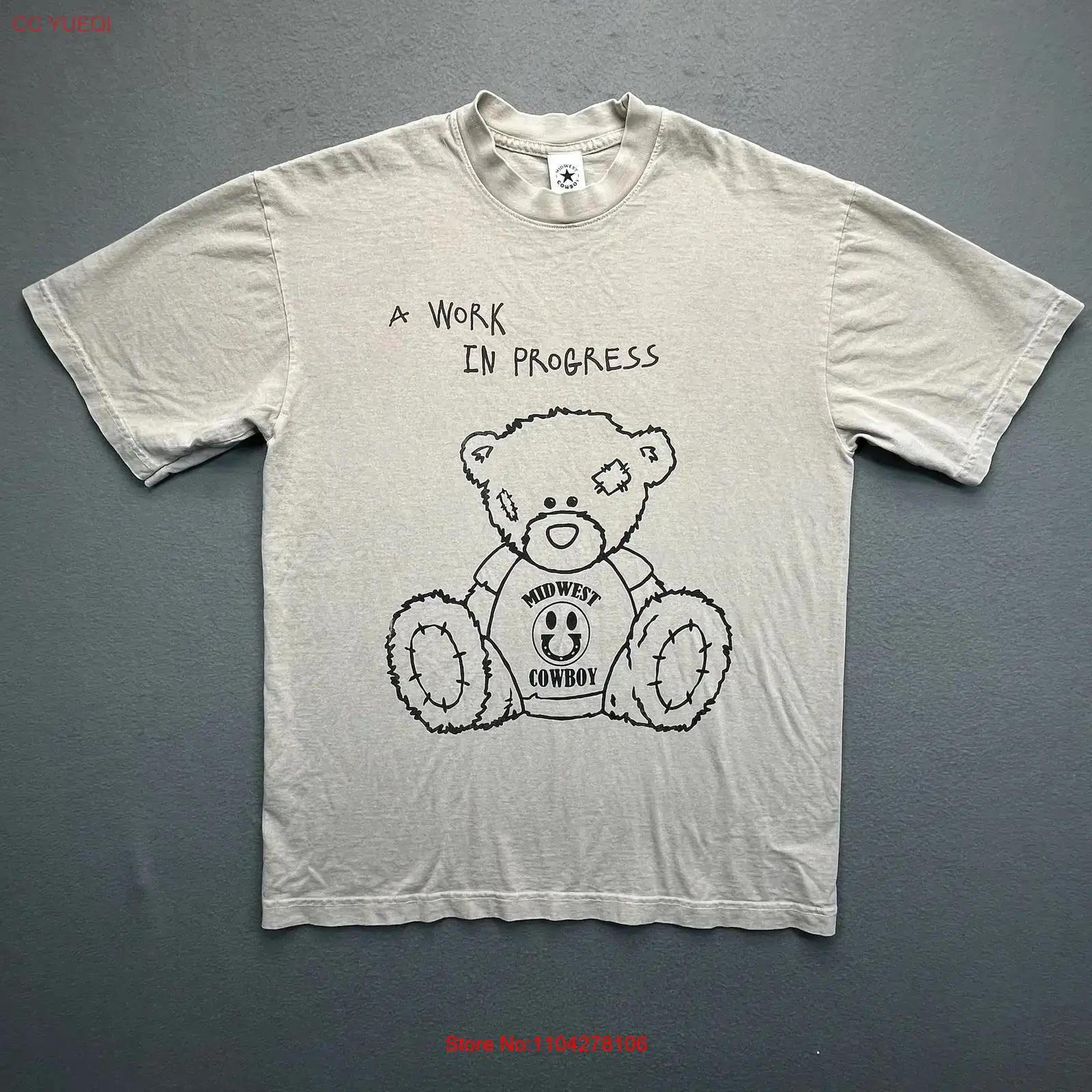 

Midwest Cowboy T Shirt Size M A Work In Progress Teddy Bear Print Tan vintage Washed Casual Versatile streetwear Breathable 5XL різнокольоровий