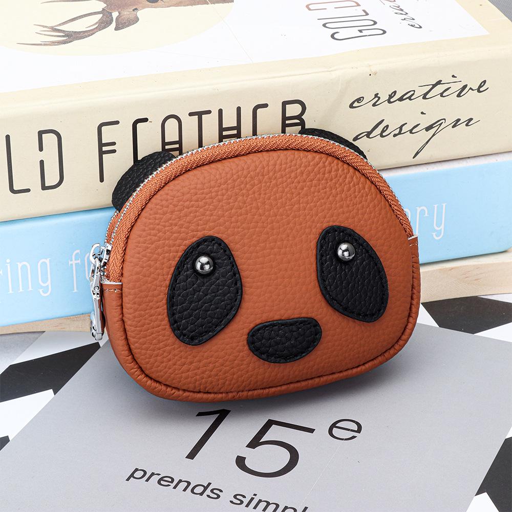 Women's Genuine Leather Large Capacity Double Zipper Coin and Lipstick Pouch