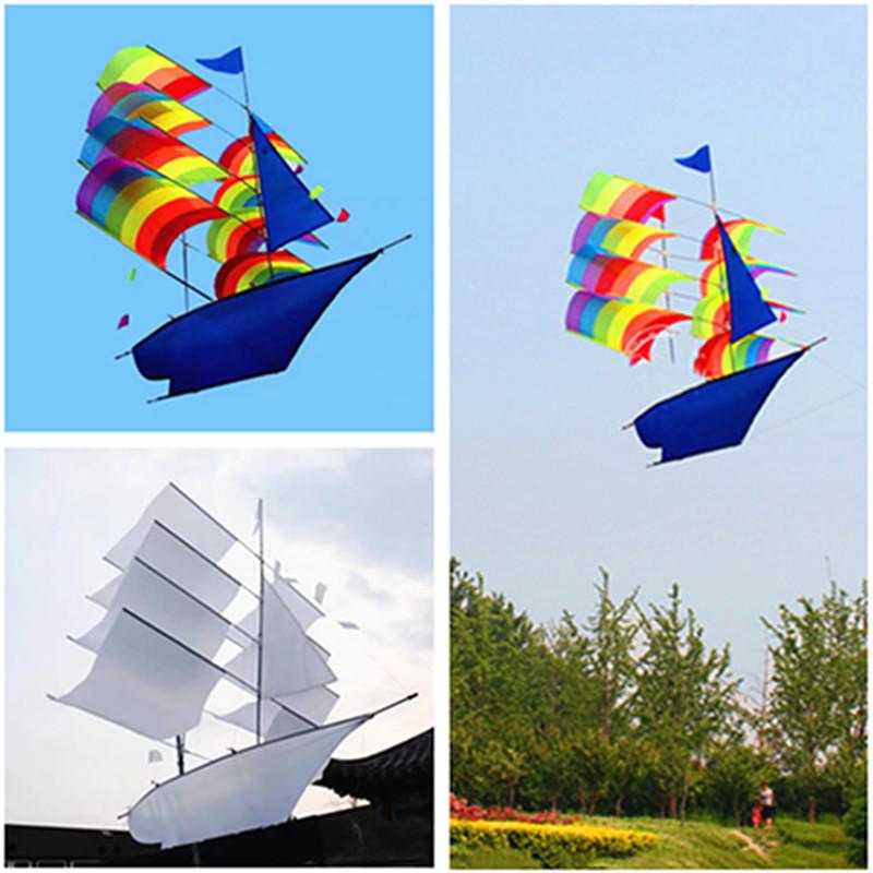 

3D Rainbow Sailboat Kite - Outdoor Toy, Internet Celebrity Favorite