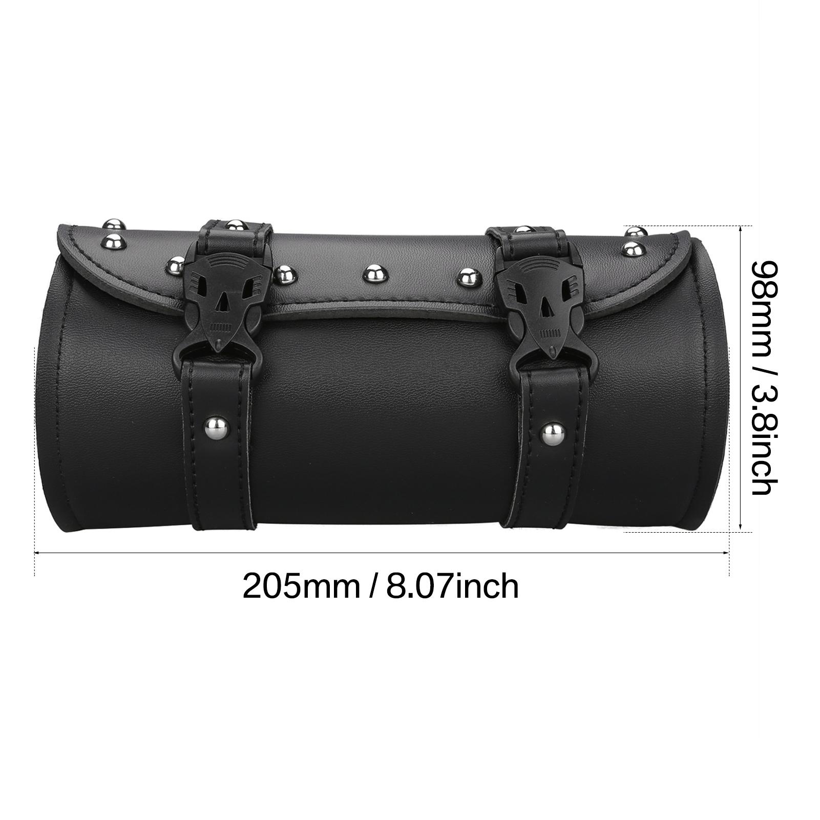 

Motorcycle Front Fork Tool Bag Faux Leather Universal Handlebar Roll Bag Waterproof Fit For Harley Sportster Kawasaki Yamaha чёрный