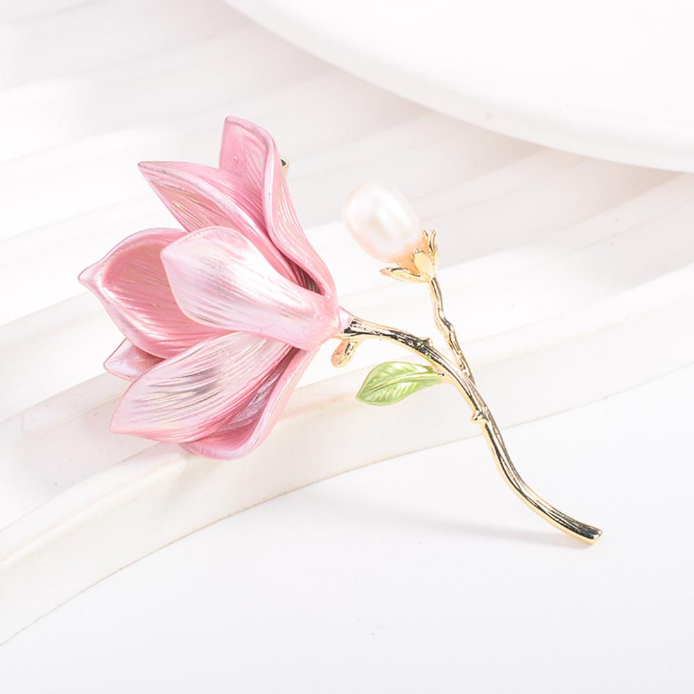 Fashion Gold Tone Flower Brooch Pin Pearl Brooches Enamel Jewelry Wedding Party Gifts