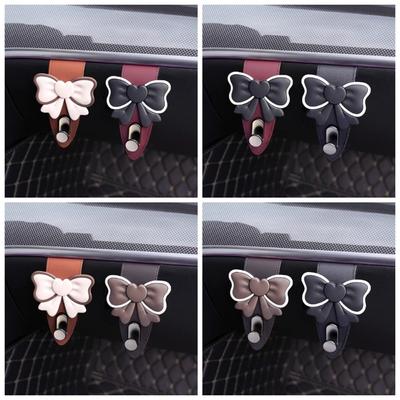 Crochet Adhésif Voiture Nœud Papillon Crochet Dissimulable Boîte à Gant Co-pilote Crochets de Rangement Voiture Parapluies