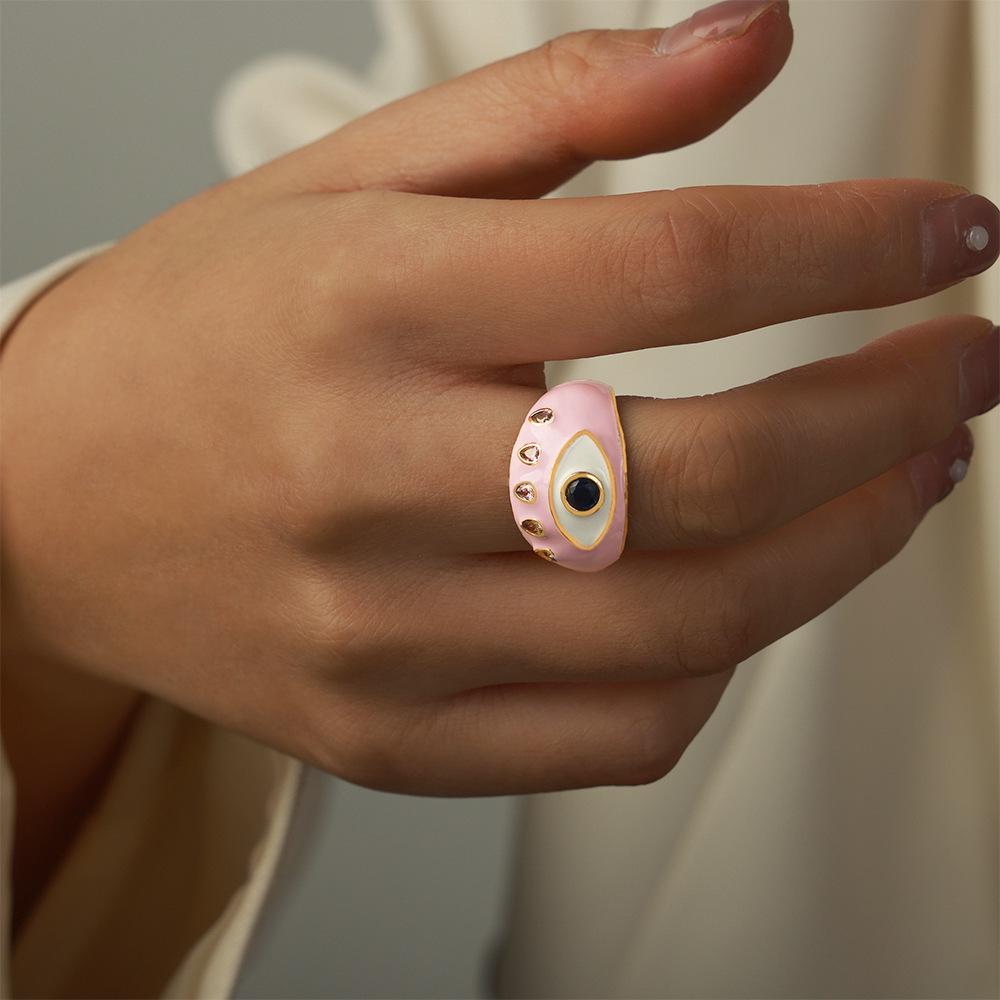Men's Adjustable Retro Demon Eye Enamel Ring