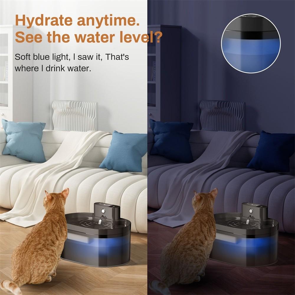 2.2L 2600 mAh Rechargeable Induction Water Fountain Household Pet Water Dispenser Wireless Automatic Cat Water Fountain
