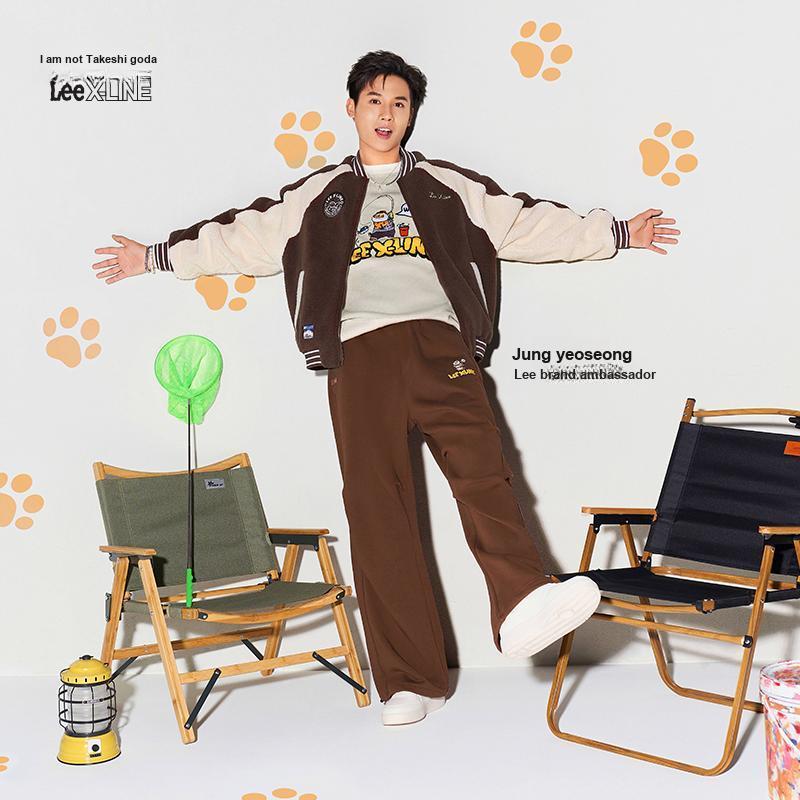 Lee X I Am Not Fat Tiger Series FW23 Elastic Waist Sports Pants Unisex pants Brown LUB007241204177A03039