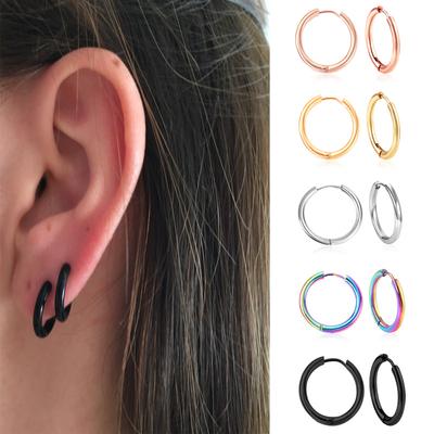 Circle Earrings 1 Pair, Anti-Allergic, for Women/Men, Small Earrings, Steel Round Clip, Korean Style