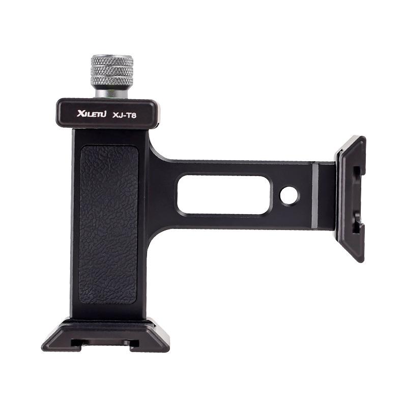 XJT8 Metal Phone Tripod Clamp with Cold Shoe & Mount Head for Desktop Cameras