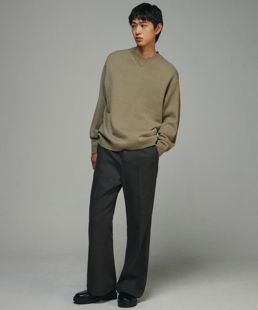 SIGNATURE Brushed Wide Flare Bootcut Slacks [Gray]