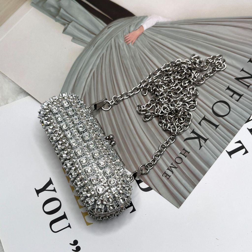 Fashion Mini Lipstick Clutch With Chain And Crystal Decor For Daily Use
