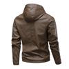 Frühjahr/Sommer 2025 Amerikanische Retro Herren PU-Leder Kapuzen-Motorradjacke