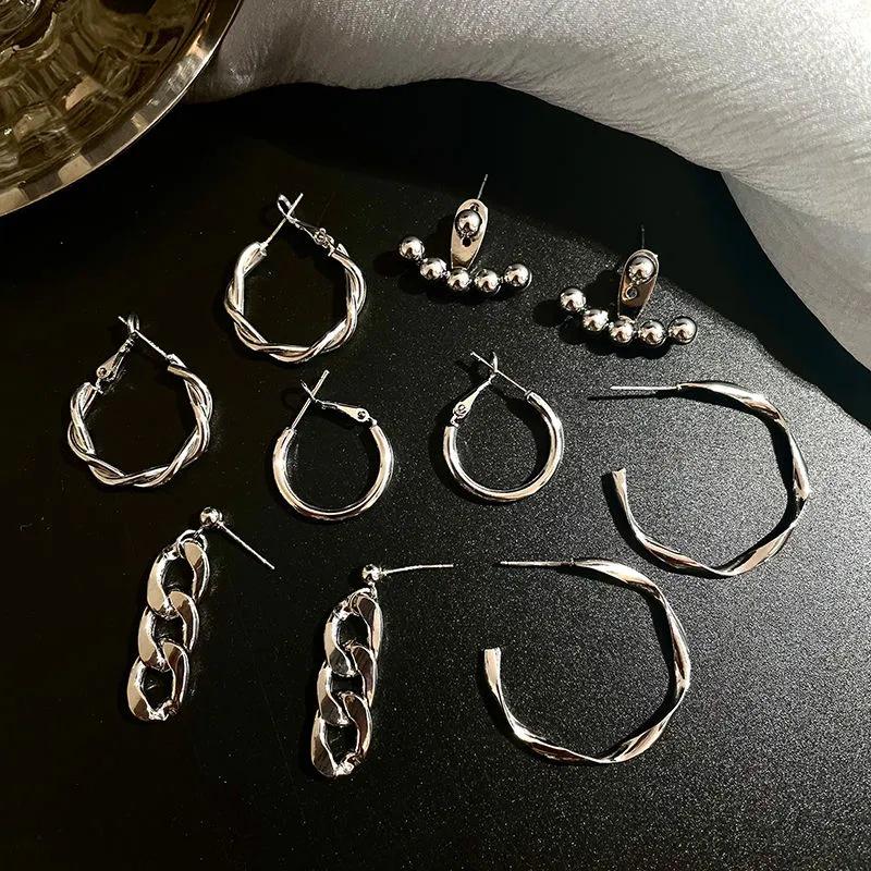 925 Silver Geometric Circle Stud Earrings for Women - Minimalist, High-End Design