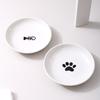 Minimalist Cat Paw & Fishbone Ceramic Pet Bowl with Anti-Spill Silicone Pad