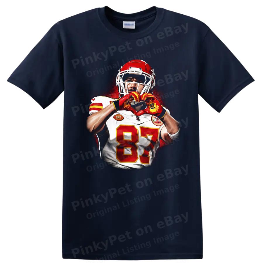 Travis Kelce T Shirt Football Player Heart Hands Red Jersey Tee