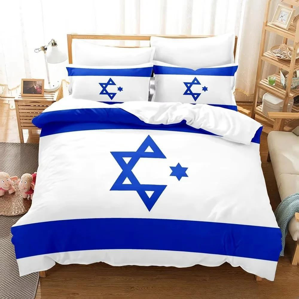 New 3d Print Israel Flag Bedding Set Duvet Cover 1 Duvet Cover 2 Pillowcases Adult and Kids Bedding Set Luxury Children's Gifts
