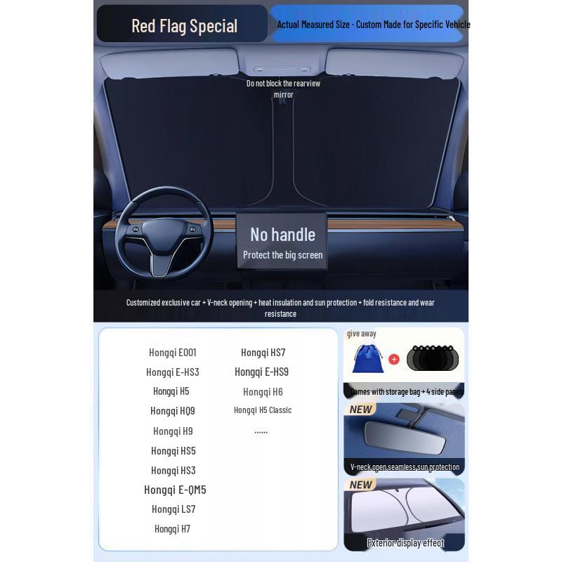 Car Sun Visor Sunshade for Small Windows - Heat Insulation Curtain for Interior Windshield