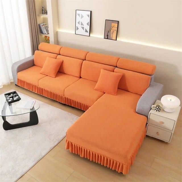 

Юбка, чехол для подушки на сиденье дивана, жаккардовая защита для мебели для гостиной, домашних животных, детей, флисовые эластичные моющиеся чехлы Plus S 1PC оранжевый