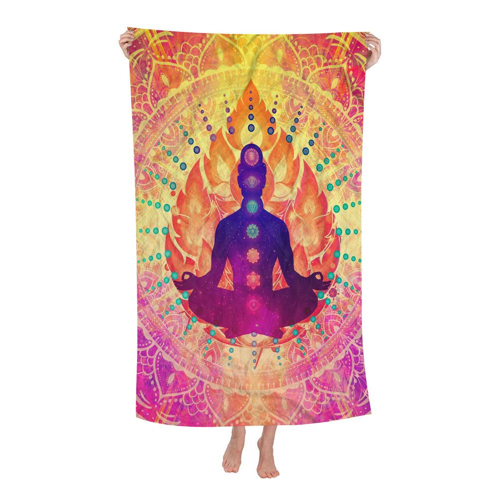 Statua Buddha Indiana Meditazione Chakra Microfibra Asciugamano da Spiaggia Assorbente Asciugatura Rapida Yoga Nuoto Resort Arrampicata su Montagna Asciugamano
