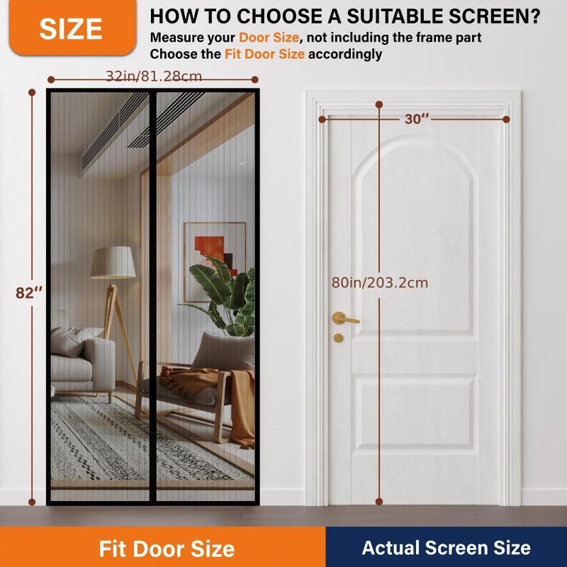 Strong Magnetic Door Mosquito Net Screen Mesh Custom Size Black,White,Gray Curtain Fly Insect Auto Closing Invisible for Outdoor