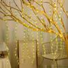 2/3M 20LED Leaf String Lights USB Plug Willow Curtain Lamp Bedroom Decorative Imitation Green Leafy Rattan Copper Wire Light