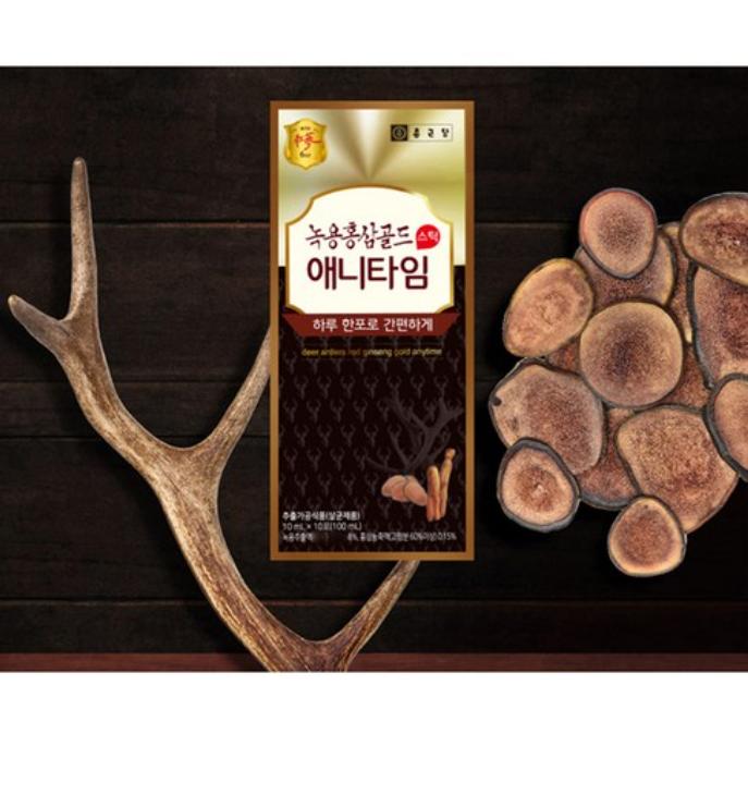 CKD Deer Antler Red Ginseng Anytime Gold 30 Sticks – Premium Korean Health Supplement for Daily Vitality