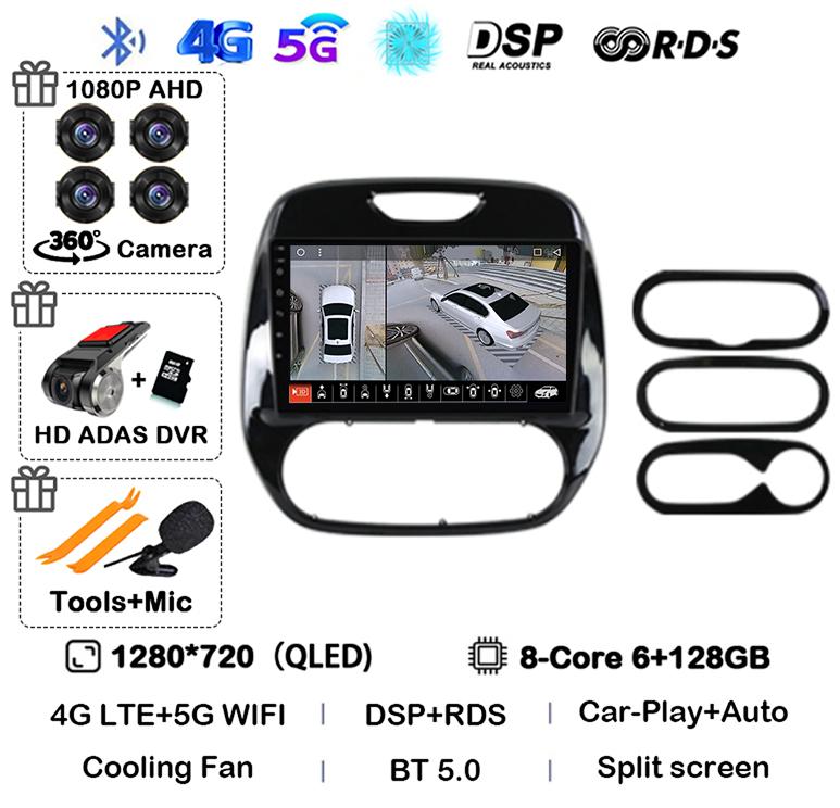 Android 14 Carplay Auto Für Renault Captur CLIO Samsung QM3 2011-2018 Autoradio Stereo GPS Multimedia Videoplayer 360 Kamera 4G