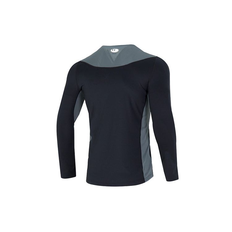 Under Armour Color Block Logo Sports Casual Crew Neck Long Sleeve T-Shirt Men Tops Black 1370659-001