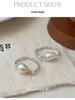 Cui Yan S925 Sterling Silver Natural Pearl Korean Style Color Block Elastic Ring for Women