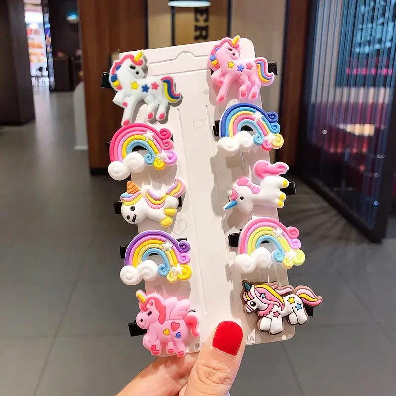 10PCS/Set New Girls Cute Cartoon Ice Cream Unicorn Hair Clips Kids Lovely Hairpins Headband Barrettes Fashion Hair Accessories