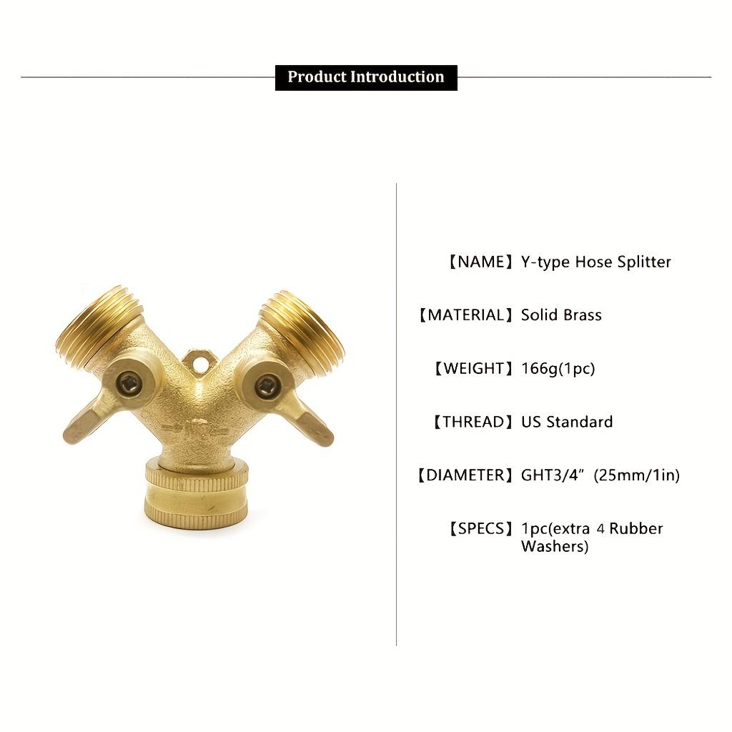 1pc, Garden Hose Y Valve Hose Splitter Brass Hose Splitter With Solid Brass Handle Brass Y Valve 