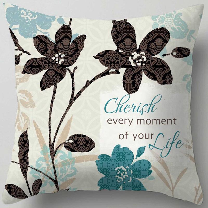 Home Decor Floral Patterns: Cherish Every Moment Pillow Covers Pattern Cushion Cover Suitable for Sofa Bedroom Car Pillow Cover