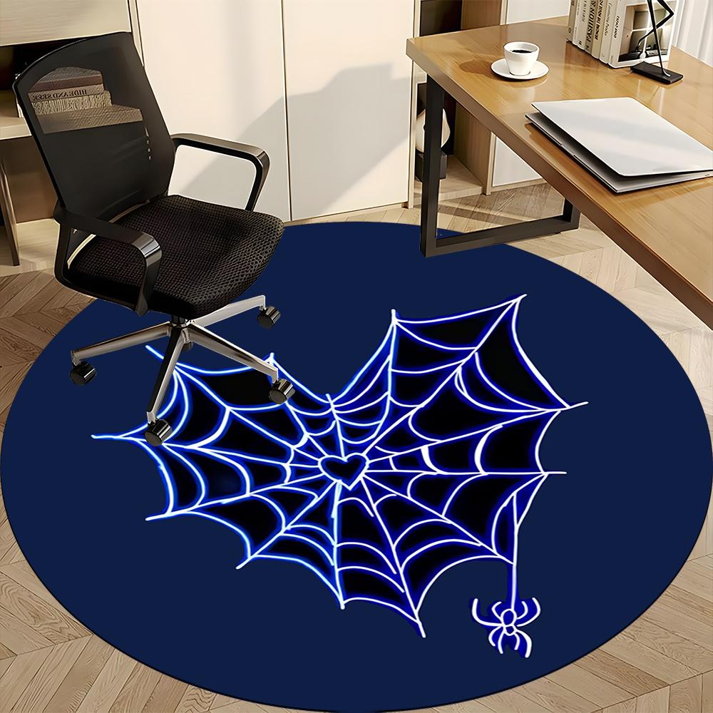 1pc Spider Web Office Round Area Rug, Indoor Mat Suitable ForOffice, Under Office Chairs Bedroom Living Room Home Decor, Room Decot009