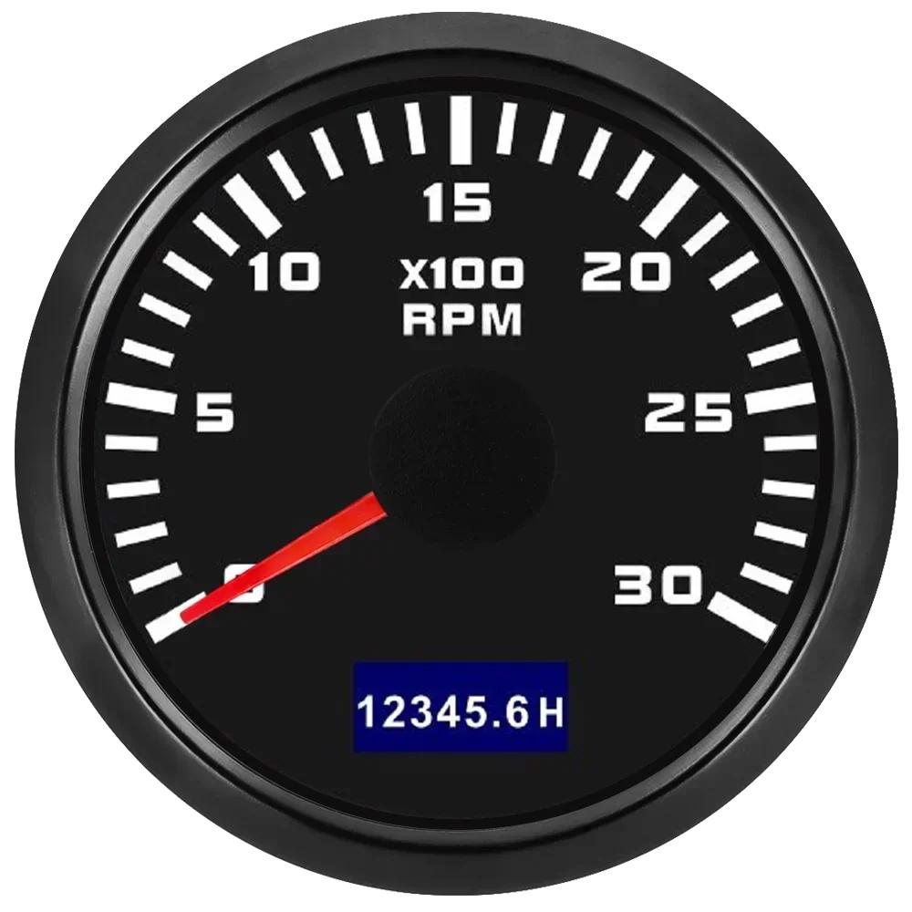 2" 52mm Tachometer 7 Color Backlight Tach Car Gauge Waterproof Digital LCD Hour Meter for Universal 12V24V Car Marine Boat Yacht